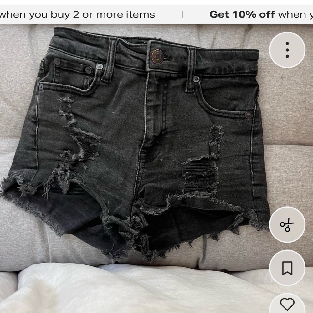 Aeropostale Black Distressed Jean Shorts